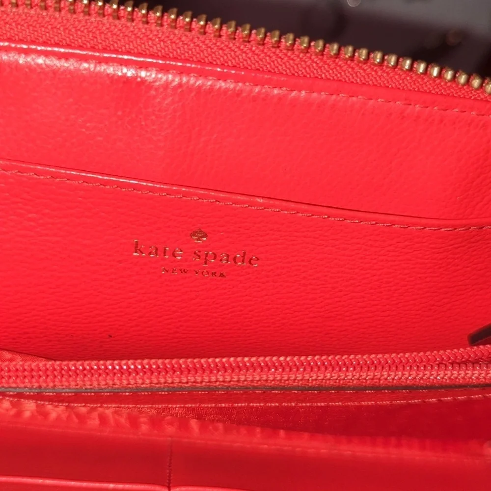 Kate Spade Red leather long wristlet wallet
